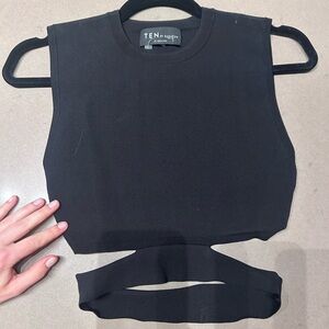 TEN By Babaton Black Cut-Out Crop Top
